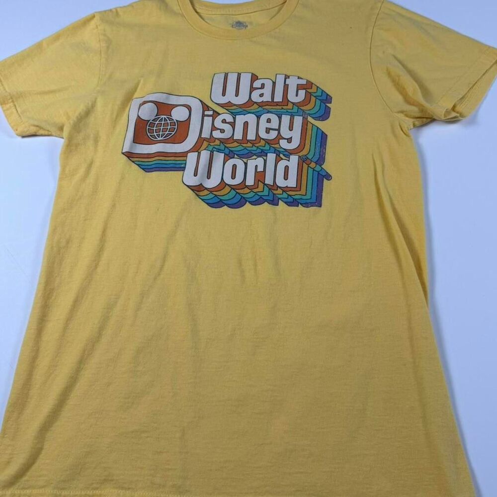 Walt Disney World Women's 70's Vibe Yellow T-shirt Small